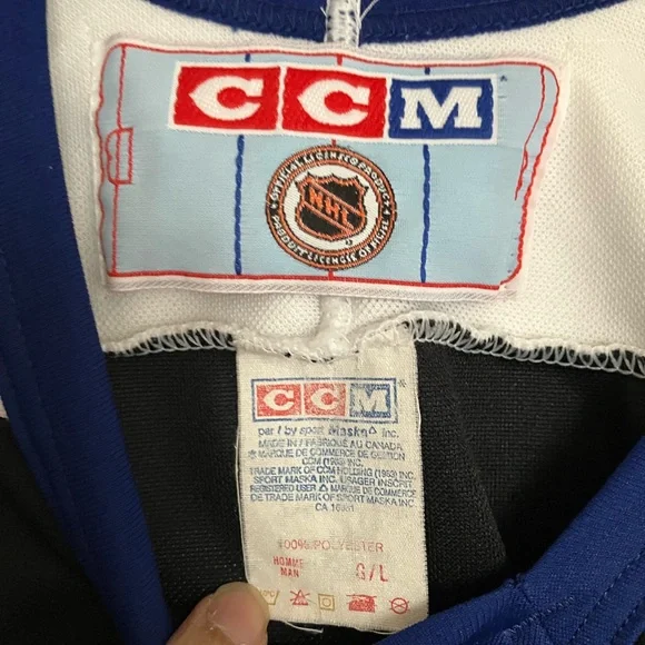 Vintage 90s CCM Tampa Bay Lightning Hockey Jersey Large White Black Blue - Picture 4 of 6